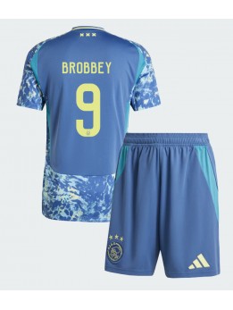 Ajax Brian Brobbey #9 Replika Borta Kläder Barn 2024-25 Kortärmad (+ byxor)